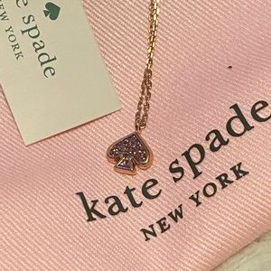 *NEW* ♠️ kate spade ♠️ Signature Pave Rose Gold Pink Glitter Necklace NEW